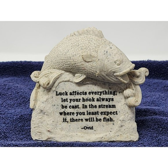 For Fishermen Luck Affects Everything By Ovid‎ Fish Statue Made By Novelty Inc - Picture 2 of 10
